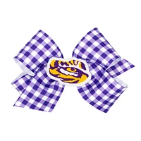 LSU Medium Gingham Grosgrain Hair Bow