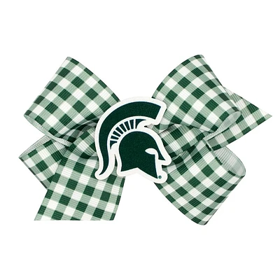 Michigan State Medium Gingham Grosgrain Hair Bow