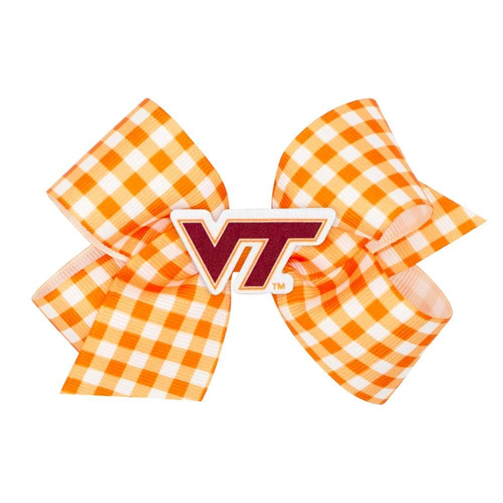 Virginia Tech Medium Gingham Grosgrain Hair Bow