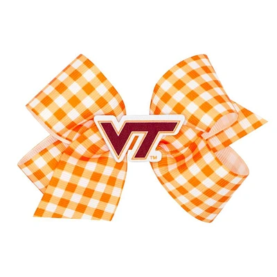 Virginia Tech Medium Gingham Grosgrain Hair Bow