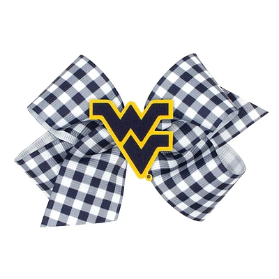 West Virginia Medium Gingham Grosgrain Hair Bow