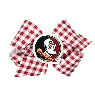 Florida State King Gingham Grosgrain Hair Bow