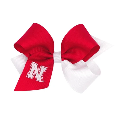 Nebraska Medium Two-Tone Grosgrain Hair Bow