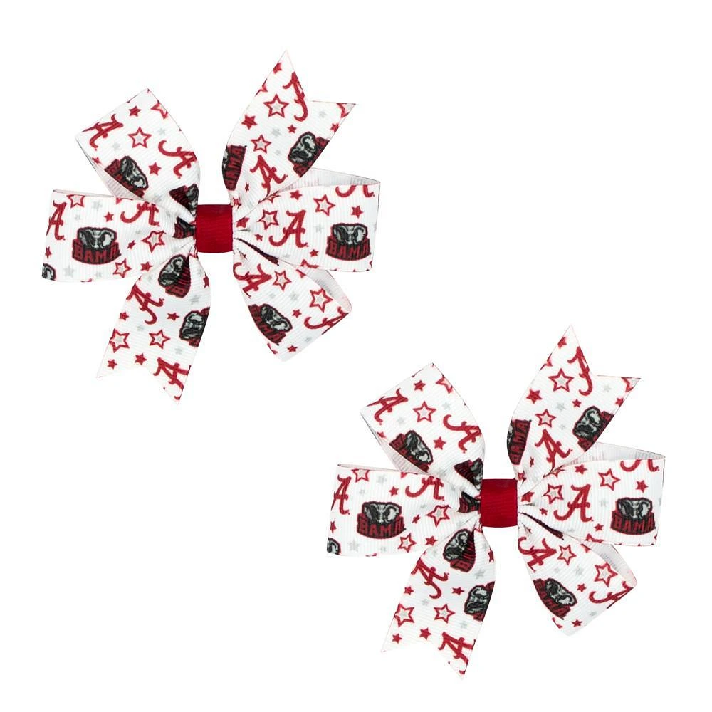 Alabama Mini Circle Signature Collegiate Logo Print Fabric Hair Bows