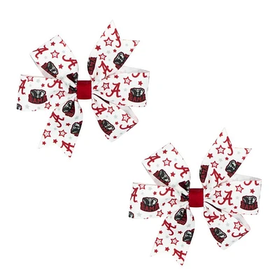 Alabama Mini Circle Signature Collegiate Logo Print Fabric Hair Bows