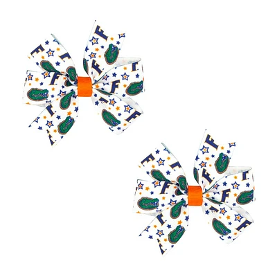 Florida Mini Circle Signature Collegiate Logo Print Fabric Hair Bows