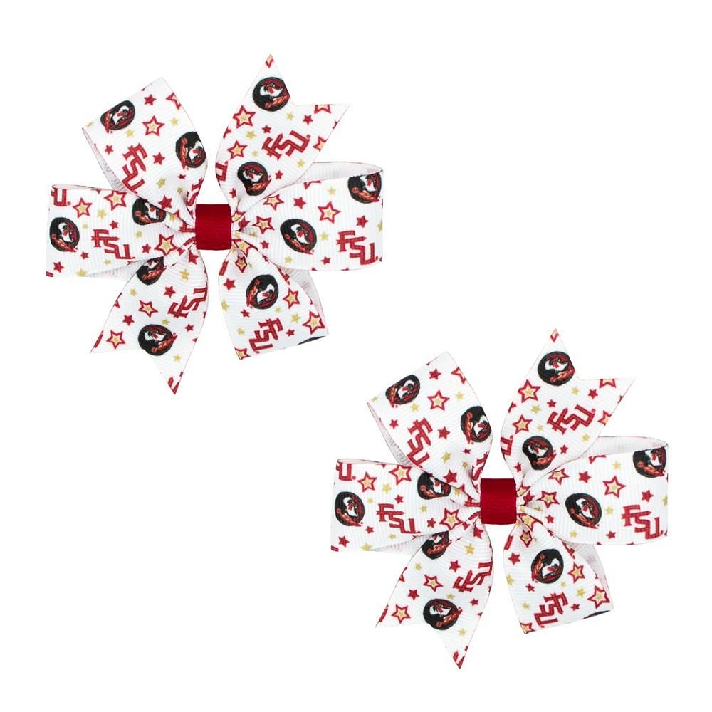 Florida State Mini Circle Signature Collegiate Logo Print Fabric Hair Bows