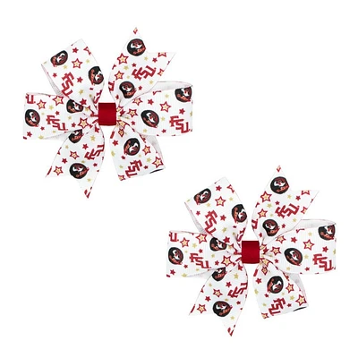 Florida State Mini Circle Signature Collegiate Logo Print Fabric Hair Bows