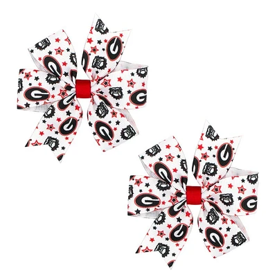 Georgia Mini Circle Signature Collegiate Logo Print Fabric Hair Bows