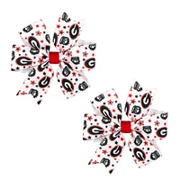 Georgia Mini Circle Signature Collegiate Logo Print Fabric Hair Bows