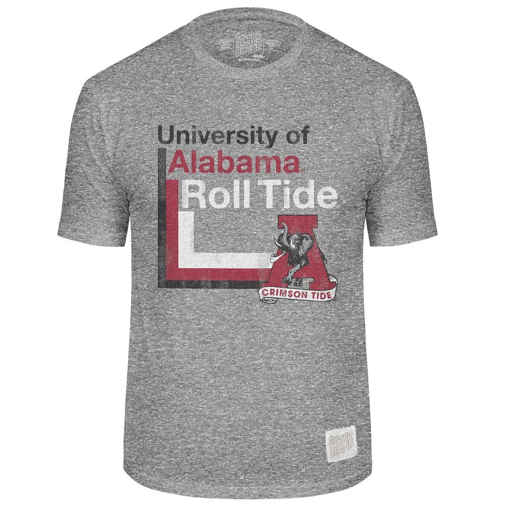 Alabama Retro Brand Lined Mascot Streaky Tee