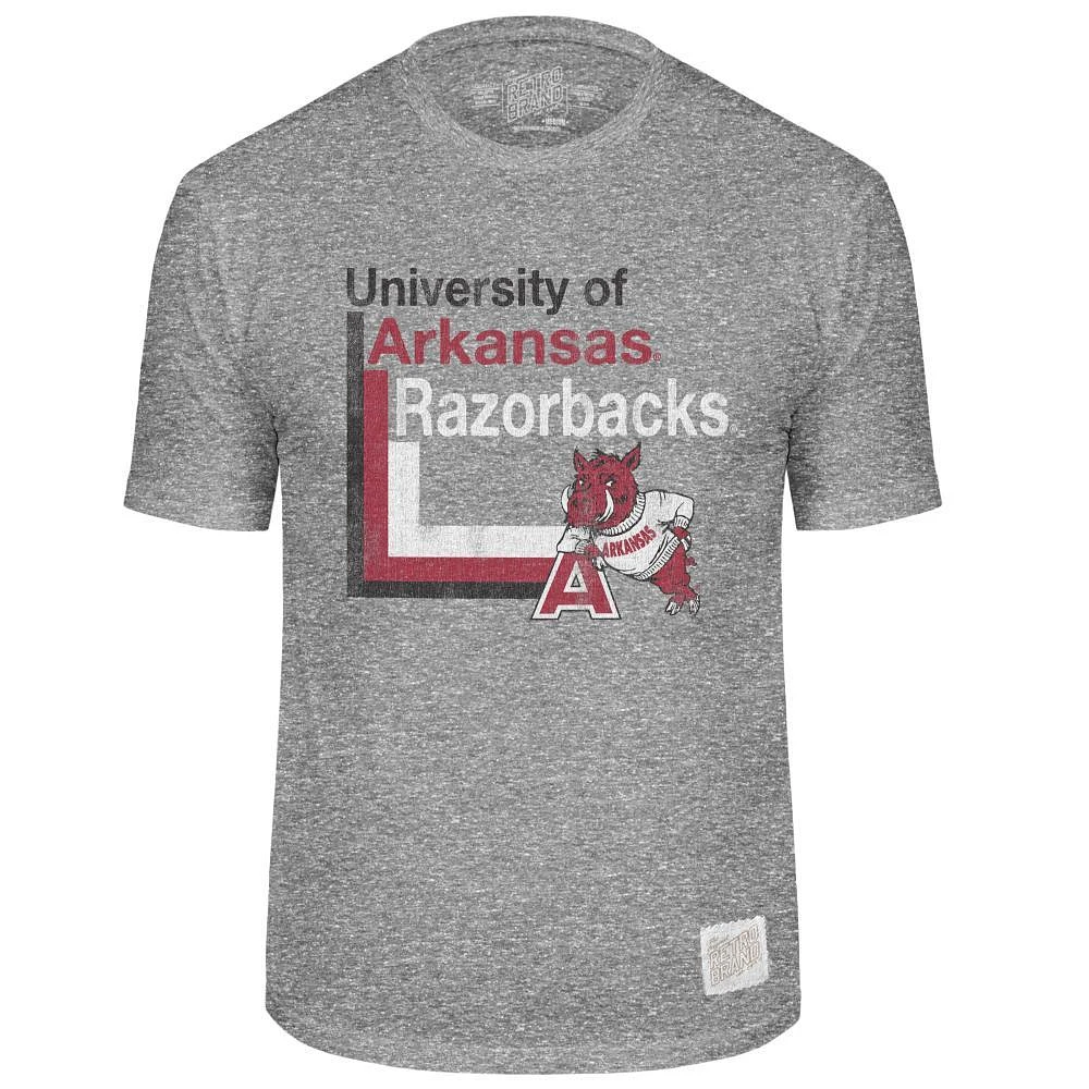 Arkansas Retro Brand Lined Mascot Streaky Tee