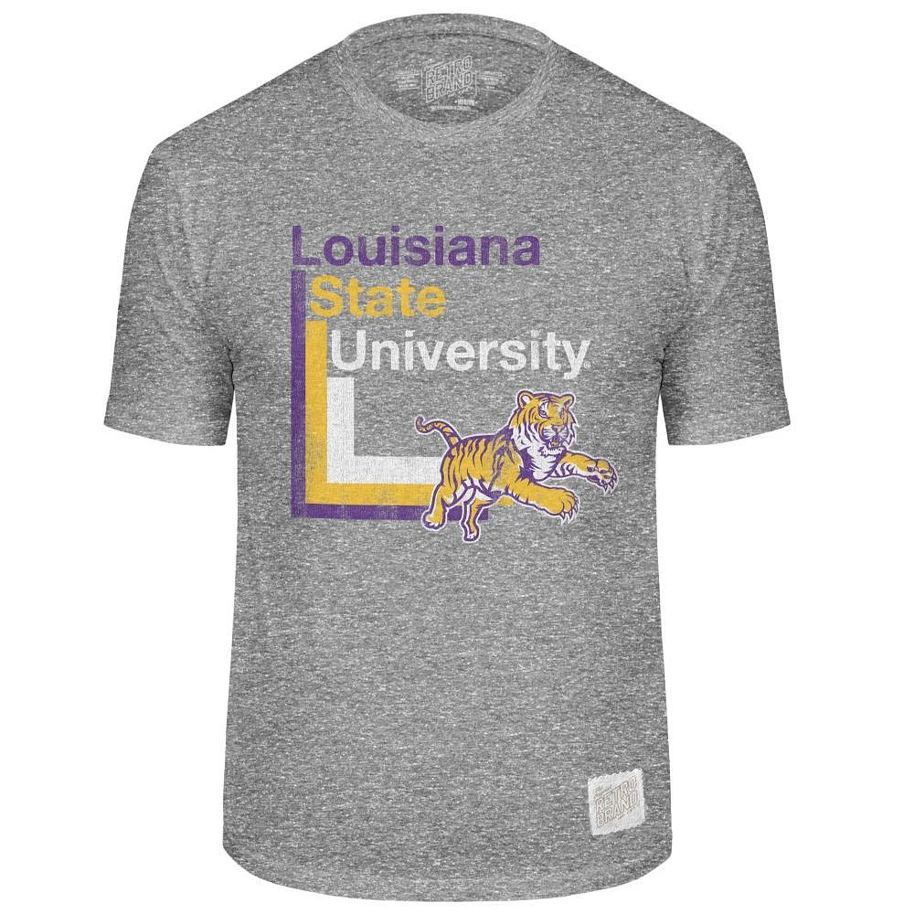 LSU Retro Brand Lined Mascot Streaky Tee