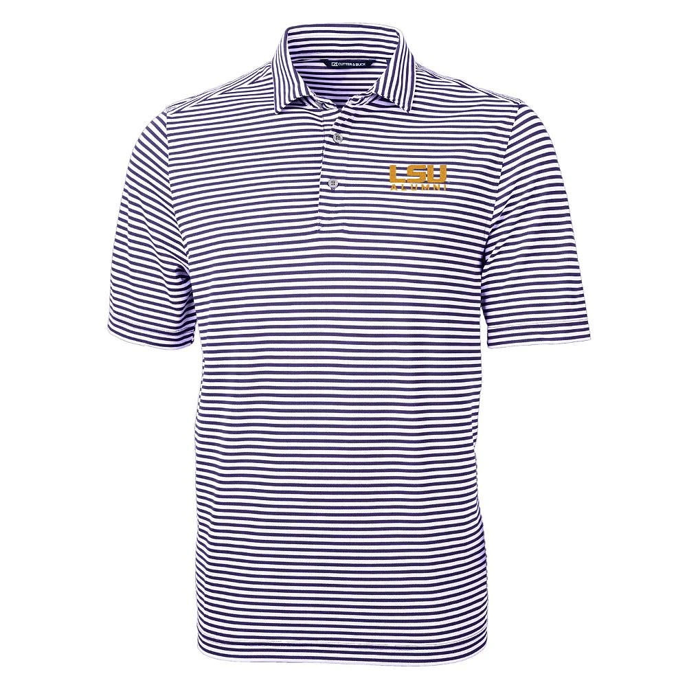 LSU Cutter and Buck Alumni Micro Stripe Eco Pique Polo