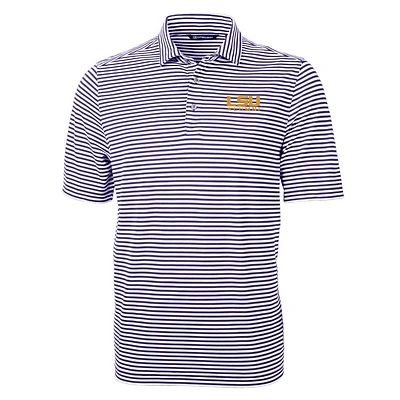 LSU Cutter and Buck Alumni Micro Stripe Eco Pique Polo