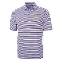 LSU Cutter and Buck Alumni Micro Stripe Eco Pique Polo