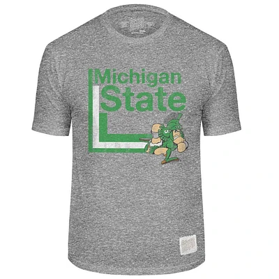 Michigan State Retro Brand Lined Mascot Streaky Tee