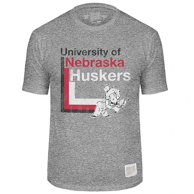 Nebraska Retro Brand Lined Mascot Streaky Tee