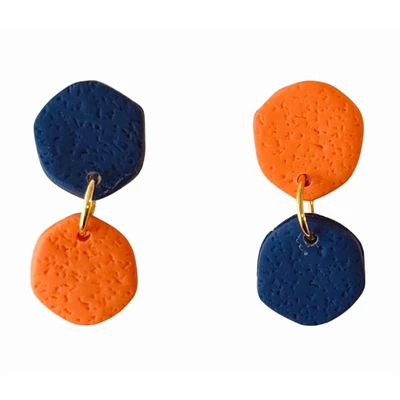 Navy and Orange Sweet Tree Jewelry Laine Mismatched Circle Earrings