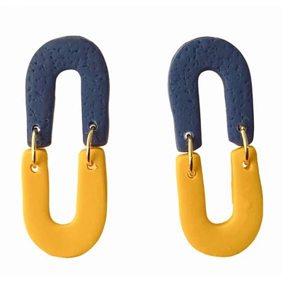 Navy and Yellow Sweet Tree Jewelry Lyric Earrings