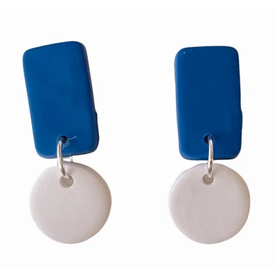 Royal and White Sweet Tree Jewelry Reign Rectangle Circle Drop Earrings