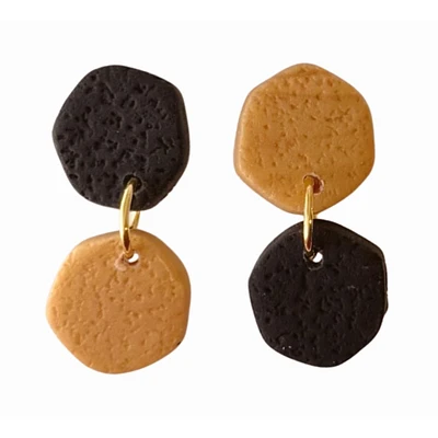 Black and Gold Sweet Tree Jewelry Laine Mismatched Circle Earrings