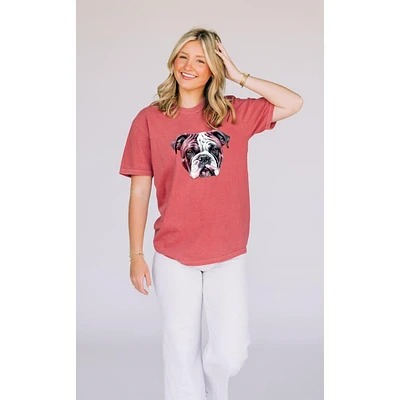 Scarlet and Gold Watercolor Bulldog Comfort Colors Tee