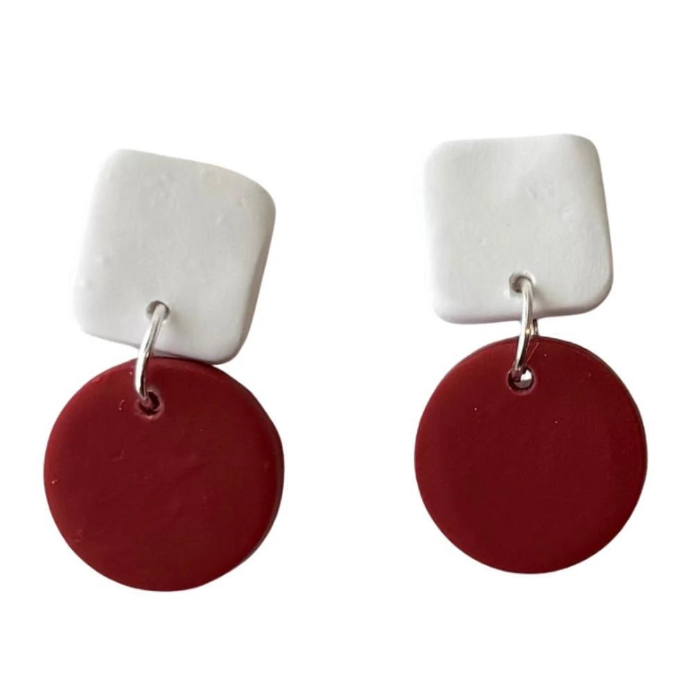 Crimson and White Sweet Tree Jewelry Emelyn Mixed Shape Earrings