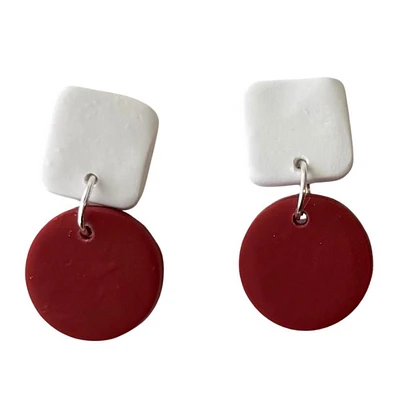 Crimson and White Sweet Tree Jewelry Emelyn Mixed Shape Earrings