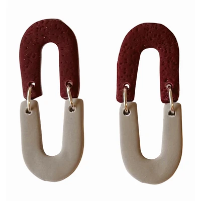 Maroon and Grey Sweet Tree Jewelry Lyric Earrings