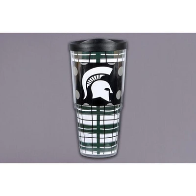 Michigan State Magnolia Lane 24 Oz Plaid Tumbler