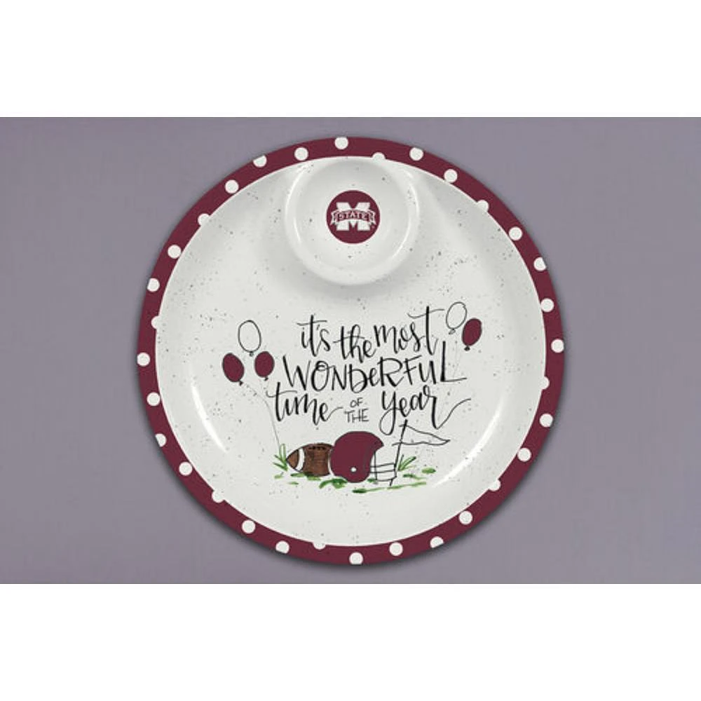 Mississippi State Magnolia Lane Chip And Dip Melamine Platter