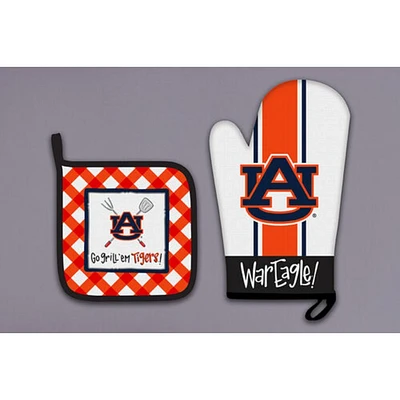 Auburn Magnolia Lane Oven Mitt and Pot Holder Set
