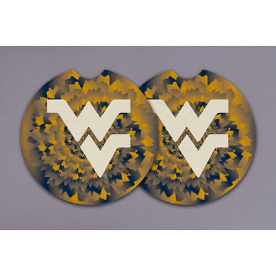 West Virginia Magnolia Lane 2-Pack Tie Dye Car Coasters