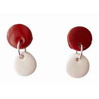 Crimson and White Sweet Tree Jewelry Paiyton Circle Drop Earrings