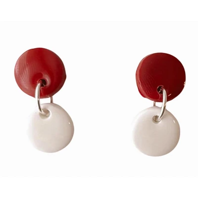Cardinal and White Sweet Tree Jewelry Paiyton Circle Drop Earrings