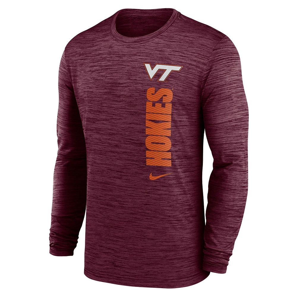 Virginia Tech Nike Dri-Fit Velocity Team Issue Long Sleeve Tee