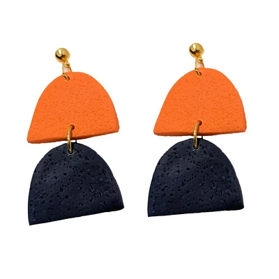 Navy and Orange Sweet Tree Jewelry Hazel Clay Earrings