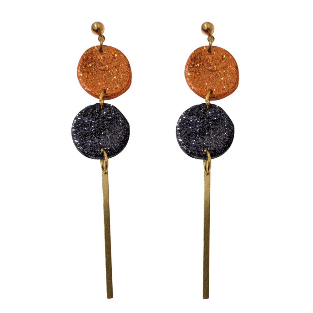 Navy and Orange Sweet Tree Jewelry Kenzie Glitter Earrings