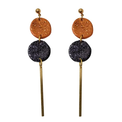 Navy and Orange Sweet Tree Jewelry Kenzie Glitter Earrings