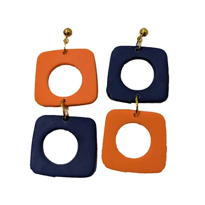 Navy and Orange Sweet Tree Jewelry Lucy Clay Earrings