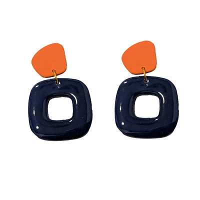 Navy and Orange Sweet Tree Jewelry Maya Clay Earrings
