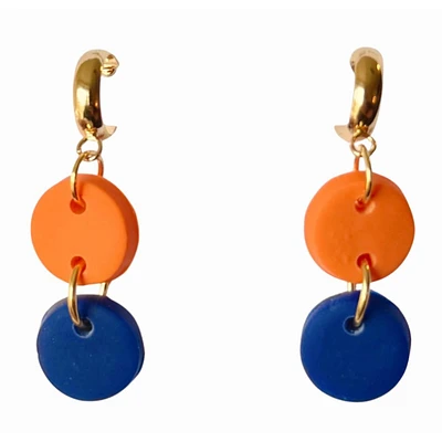 Royal and Orange Sweet Tree Jewelry Ember Double Circle Drop Earrings