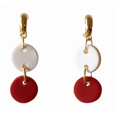Cardinal and White Sweet Tree Jewelry Ember Double Circle Drop Earrings