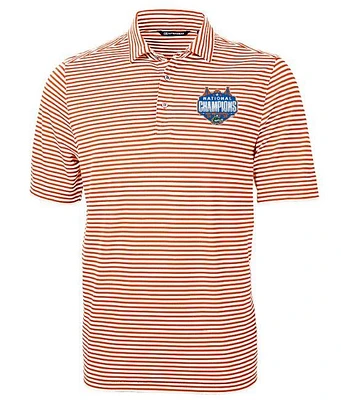Florida Cutter & Buck Big Tall 2025 NCAA Basketball National Champion Virtue Eco Pique Stripe Polo