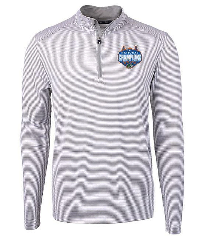 Florida Cutter & Buck Big Tall 2025 NCAA Basketball National Champion Virtue Micro Stripe Pullover
