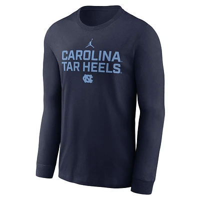 UNC Jordan Brand Dri-Fit Cotton Sideline Team Issue Long Sleeve Tee