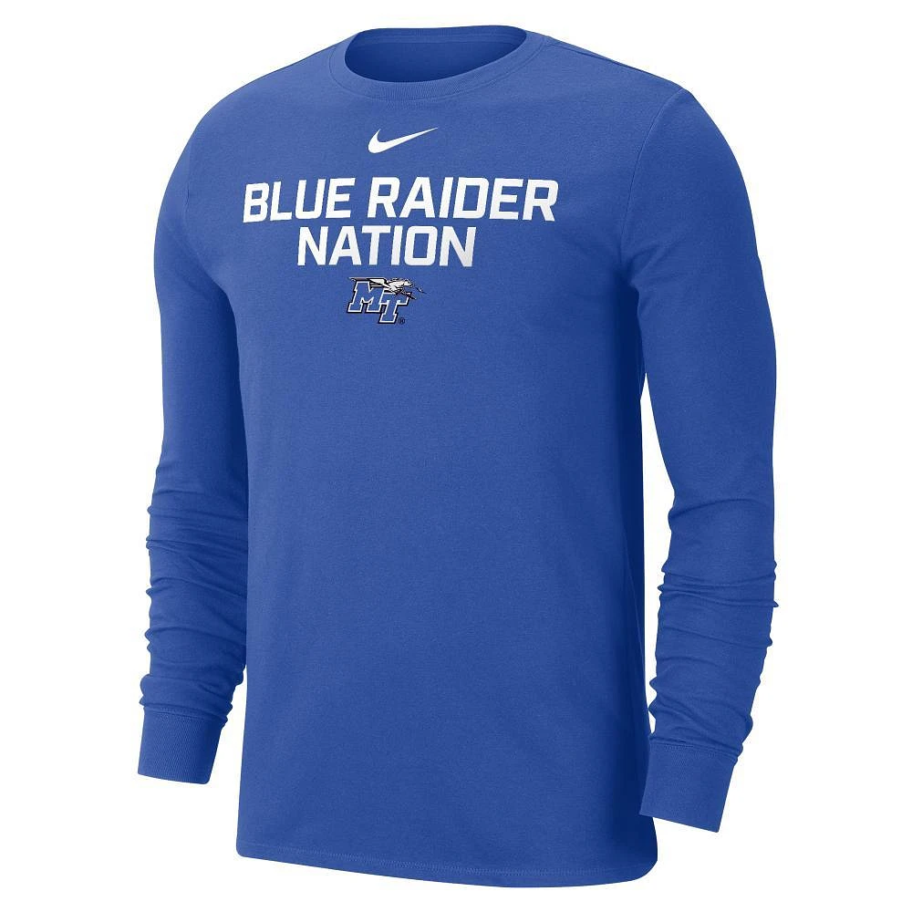 MTSU Nike Dri-Fit Cotton Team Issue Long Sleeve Tee