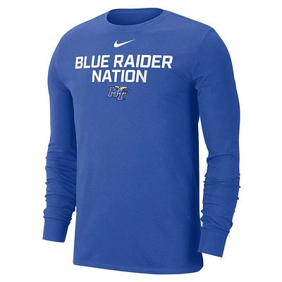 MTSU Nike Dri-Fit Cotton Team Issue Long Sleeve Tee