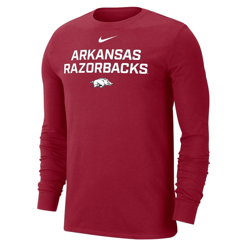 Arkansas Nike Dri-Fit Cotton Team Issue Long Sleeve Tee